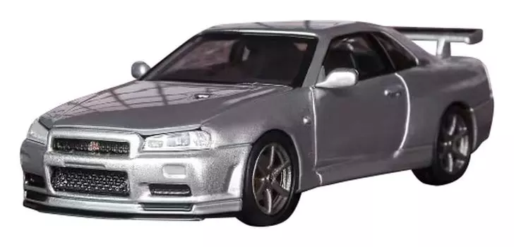 MOTORHELIX Nissan Skyline V Spec II сверкающий серебристый готовый продукт 1/64 GT-R (Р34)