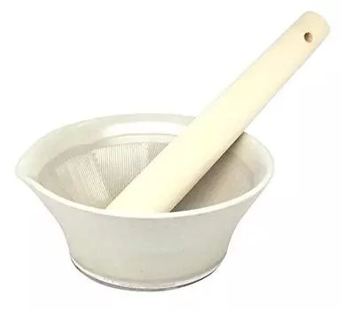 Motoshige Pottery 041246 Iwami Pottery Color Mortar Pestle Set, White, Does Not Damage Tables, Silicone, Bottom Diameter Approx. 5.3 inches (13.5 cm),