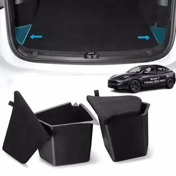 Motrobe Tesla Model Y Trunk Side Storage Bins with Carpeted Lid Tesla Interior Accessories for Model Y 5-Seater 2020-2025