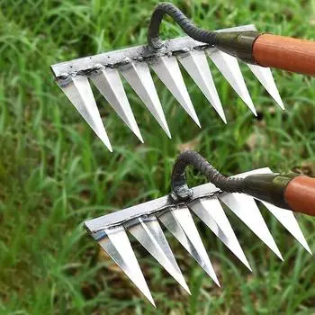 Мотыга для прополки, грабли, сельскохозяйственный инструмент, скарификатор, артефакт, сельскохозяйственные инструменты, шестизубая борона для ногтей, стальная борона, садовая прополка four teeth
