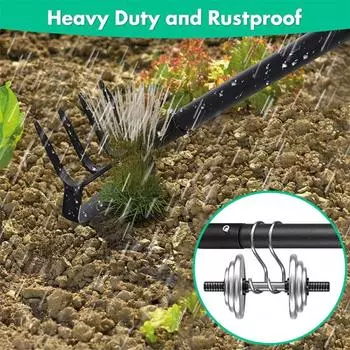 Мотыга с 4 зубьями, регулируемая ручка, стабильная, прочная, простая в сборке, рыхление почвы, садовая прополка, мотыга-культиватор 160cm