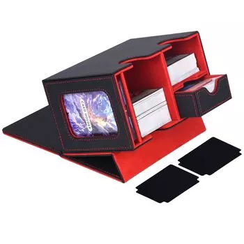 MOUJANPO Deck Case с верхней загрузкой магнитных коллекционных карт PU для хранения карт Легко совместим с различными карточными играми, такими как 2 разделителя карт 1 сверху