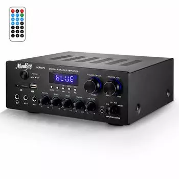 Moukey усилитель мощности система микрофонный микшер 220 Вт Bluetooth совместимый двухканальный звук аудио стерео приемник микрофон домашний кинотеатр развлечения RCA