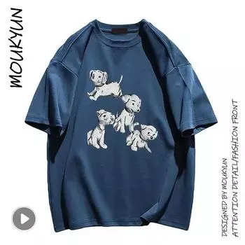 MOUKYUN Черные мужские топы в стиле хип-хоп 2000-х годов с половиной рукавом, белые роскошные роскошные мешковатые футболки с короткими рукавами и буквами Y2k для отдыха с короткими рукавами XXL синий