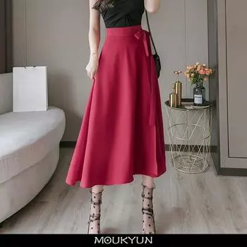 Летние юбки-халат в стиле бохо, женские, повседневные, с оборками, широкие свободные юбки, женские, с разрезом по бокам, с оборками, шифоновые, пляжные, женские, Faldas One Size вино красного