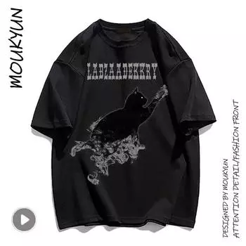 MOUKYUN Мужские футболки, универсальная корейская футболка, простой тренд, унисекс, эластичные летние топы с круглым вырезом с короткими рукавами в стиле 2000-х годов XXXL белый