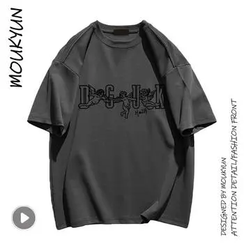 MOUKYUN Мужские летние классические милые эластичные футболки с героями мультфильмов, корейские модные мешковатые топы унисекс с короткими рукавами, высококачественные топы унисекс XL белый