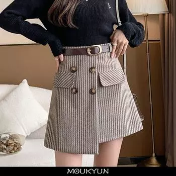 Юбки-стерилизованные зимние женские юбки с высокой талией и трапециевидной юбкой Za Woman для офиса из шелка тутового дерева Юбка Faldas S кофейный