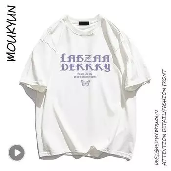 MOUKYUN Свободная женская футболка в стиле панк, уличная одежда в стиле ретро, Harajuku, эластичные хлопковые футболки с героями мультфильмов, мешковатые милые мужские топы 2000-х гг. M белый