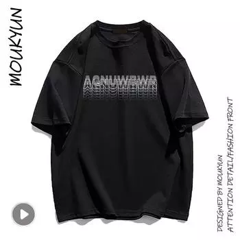 MOUKYUN Trend Весна Высокое качество Женская Y2k Половина рукава с надписью Ropa De Mujer Blusas Досуг Черная базовая уличная мужская футболка M белый