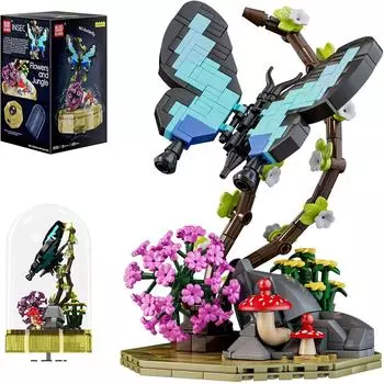 MOULD KING 10103 Наборы для сборки насекомых, бабочек, с цветочными строительными блоками, рождественское украшение, подарок 10103