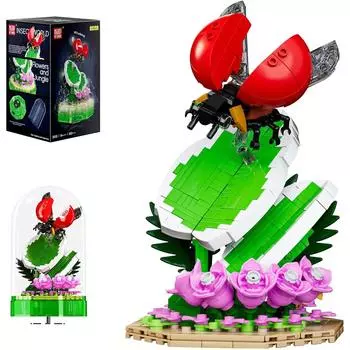MOULD KING 10105 Набор для сборки коллекции насекомых с музыкальной коробкой, рождественское украшение в подарок 10105