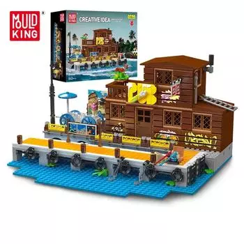 MOULD KING 10108 Streetview Building Block Модель рыбацкого домика в сборе Набор кирпичей Развивающие детские рождественские подарки Игрушки 10108