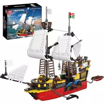 Mould King 10137 MOC Revenge Pirate Ship Clamp Blocks Kit Sailing Ship Building Blocks Toys for Adults and Kids 10137