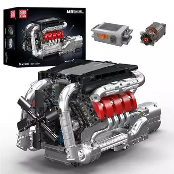 Mould King 10203 Технические детали для автомобилей Игрушки Моторизованный спортивный автомобиль M8 Двигатель V8 Конструктор Сборный кирпич Детский рождественский подарок 10203