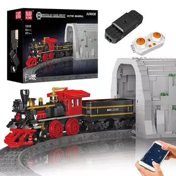 Mould King 12030 Технический поезд Строительный блок Пульт дистанционного управления Общая модель поезда Сборка Игрушки Кирпичи Дети Рождественский подарок 12030