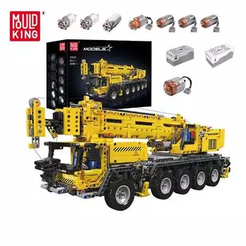 Mold King 17047 Технический грузовик, строительный блок, управление через приложение, модель мобильного крана, инженерный кирпич, игрушки для детей, Рождественский подарок