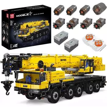 Mould King 17074 Инженерный кран LTM: Модели вездеходных строительных кранов с дистанционным управлением, идеально подходящие для любителей наборов для строительства кранов 17073