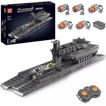 MOULD KING 20029 Технический танк, строительный блок, дистанционное управление, укладка моста, модель автомобиля, сборка, кирпичные игрушки, детский рождественский подарок 20029