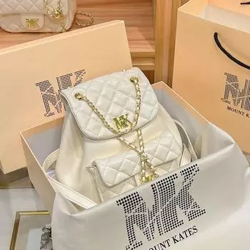 Mount Kates Genuine Leather Quilted Backpack Female 2024 New Arrival Spring Fancy Fashion Small Chain Backpack