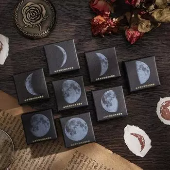 Mountain and Moon Mini Wooden Seal Wooden DIY Decorative Stamp Diary Decoration Accessories Style J