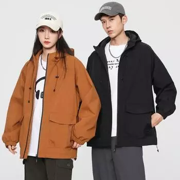 Горная куртка мужская и женская осенняя ветровка одиночная одежда свободное пальто пара ветрозащитная водонепроницаемая куртка с капюшоном S слоновая кость
