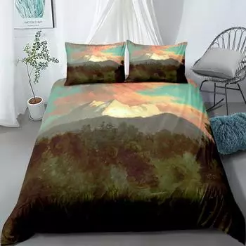 Mountain Lake Duvet Cover Set UK Single Double Queen US Twin Full King Size pkm Bed Linen Set 140x210cm