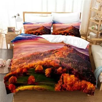 Mountains and Hills Bedding Set Duvet Cover Set 3d Bedding Digital Printing Bed Linen Queen Size Bedding Set Fashion Design EU single(135x200cm)