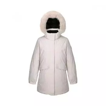 Mountia Женская куртка с мехом лисы Hail Fox Premium Eco Duck Down Half Padded Jacket Pale Beige Pale Beige/105