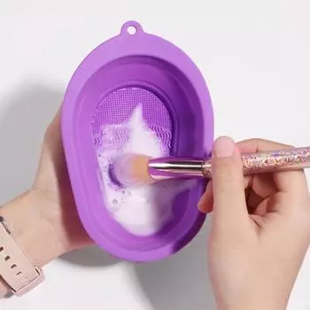 Моющая подушечка, однотонная, профессиональная, широкопрофильная, многофункциональная, повторно используемая косметика, портативная, складная, силиконовая, для макияжа, миска для путешествий розовый