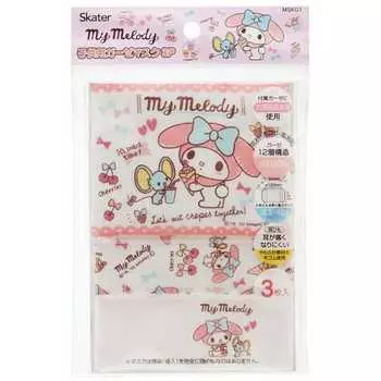 Моющаяся 12-слойная марлевая маска Skater для детей 3-10 лет, 3 шт., антибактериальная, устойчивая к запахам, My Melody Snack Time Sanrio 12 x 9 см MSKG1