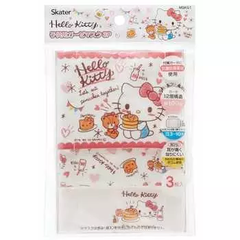 Моющаяся 12-слойная марлевая маска Skater для детей 3-10 лет, 3 шт., антибактериальная, устойчивая к запахам, время для перекуса котенка Sanrio 12 x 9 см MSKG1