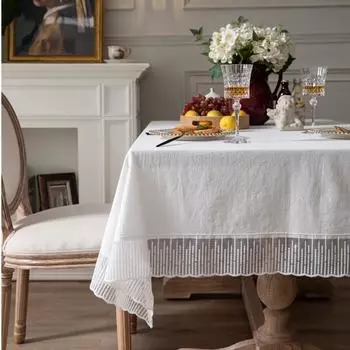 Моющаяся хлопковая однотонная кружевная скатерть с кружевным краем, чехол для журнального столика для кухни, обеденного стола, роскошного декора, фотофона 90x90cm розовый