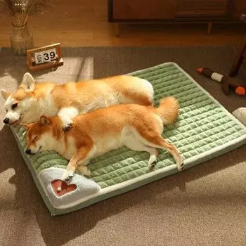 Моющаяся кровать для кошек, нескользящее дно, прочное плюшевое теплое гнездо для собак M зелёный