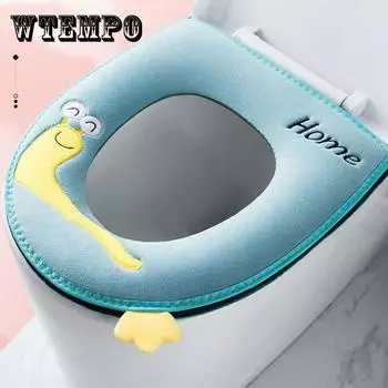 Моющаяся подушка на сиденье для унитаза, бытовая, Four Seasons, универсальная водонепроницаемая молния, чехол на сиденье для унитаза, милый мультяшный чехол для сиденья для унитаза в ванной комнате, подушечки с ручкой темно-синий