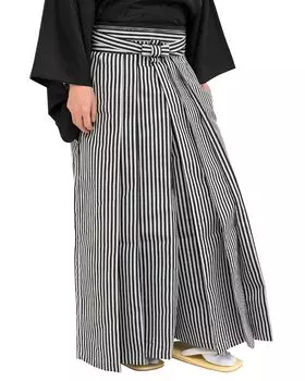 Моющаяся полосатая одежда для верховой езды [Kyoetsu] Хакама, Хакама, с узором, мужская (M) чёрный