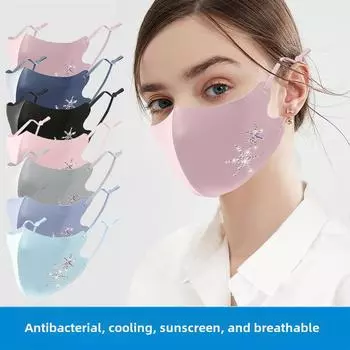 Моющаяся регулируемая алмазная маска: Дышащая, охлаждающая, противопылевая, солнцезащитная маска Ice Silk One Size