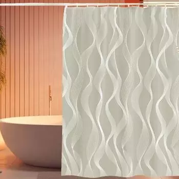 Моющаяся занавеска для ванной комнаты с 12 кольцами Водостойкая стандартного размера Машинная стирка Быстросохнущая занавеска для душа Украшение 180x180cm