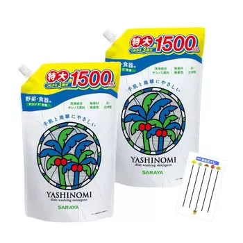 Моющее средство Saraya Yashinomi Моющее средство Sakuyahime STORE Original Lottery 1500 мл x 2 пакета для мытья овощей/посуды + (Набор пополнения)
