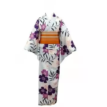 Моющееся кимоно Bonheur Saison x Blue Nadeshiko [Кимоно Юми] FW-553/Белый (M) светло-синий