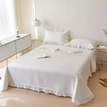 Моющееся покрывало из сырого хлопка, моющееся однотонное кружевное покрывало, набор из трех штук 150*230CM