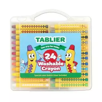 Моющиеся мелки Tablier, детские мелки, мелки, не пачкающие руки, 24 цвета, корейские игрушки.