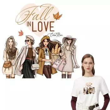 Моющиеся наклейки на одежду для девочек, железные переводные нашивки, украшение для одежды, аксессуар «сделай сам», влюбиться 22x21.3cm