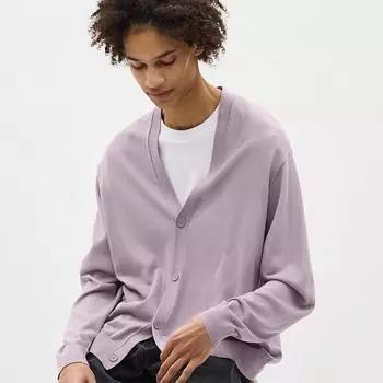 Моющийся кардиган прозрачной вязки GU by Uniqlo с длинными рукавами