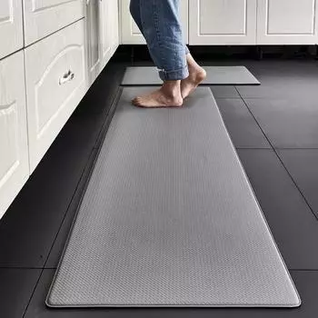 Моющийся кухонный коврик из ПВХ, серый виниловый нескользящий ковер, водонепроницаемый маслостойкий длинный коврик для пола, балкона, прачечной, прихожей, коврика 45x75cm