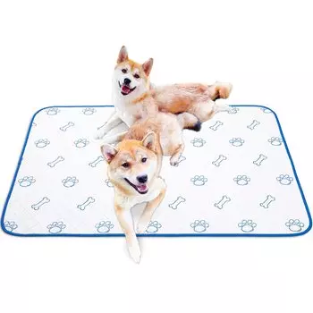 Моющийся Pet Pee Pet Полностью супер быстро отстирывает пятна, не протекает, синий, оверлок, набор из 2 простыней, коврик, коврик, моющийся, многоразовый, впитывающий, белый