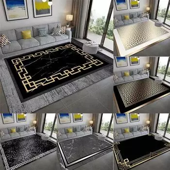 Моющийся современный коврик, роскошный геометрический ковер для гостиной, спальни, машинная стирка, нескользящий, не линяет, напольный коврик 40X60cm-16x24in