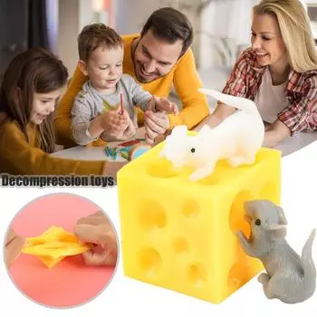 Mouse and Cheese Toy Hide Seek Stress Relief Toy Relieve Stress Mice and Cheese Sensory Novelty Toy жёлтый