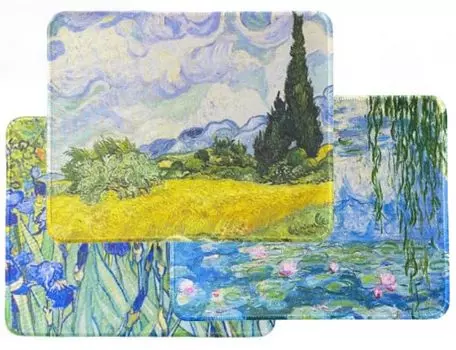 Mouse Pad Landscape Van Gogh Monet 21cm x 26cm Set of 3 Painting Wheat Field with Cypresses Iris Water Lily Art Landscape Painting Flower Mountain