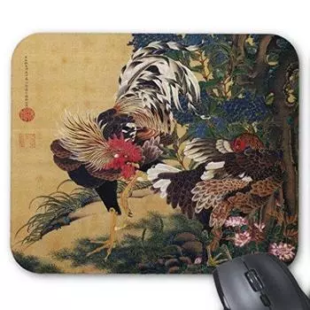Mouse pad of Ito and Twin Photopad Jakuchu Jakuchu s Hydrangea Chickens (Ito series)